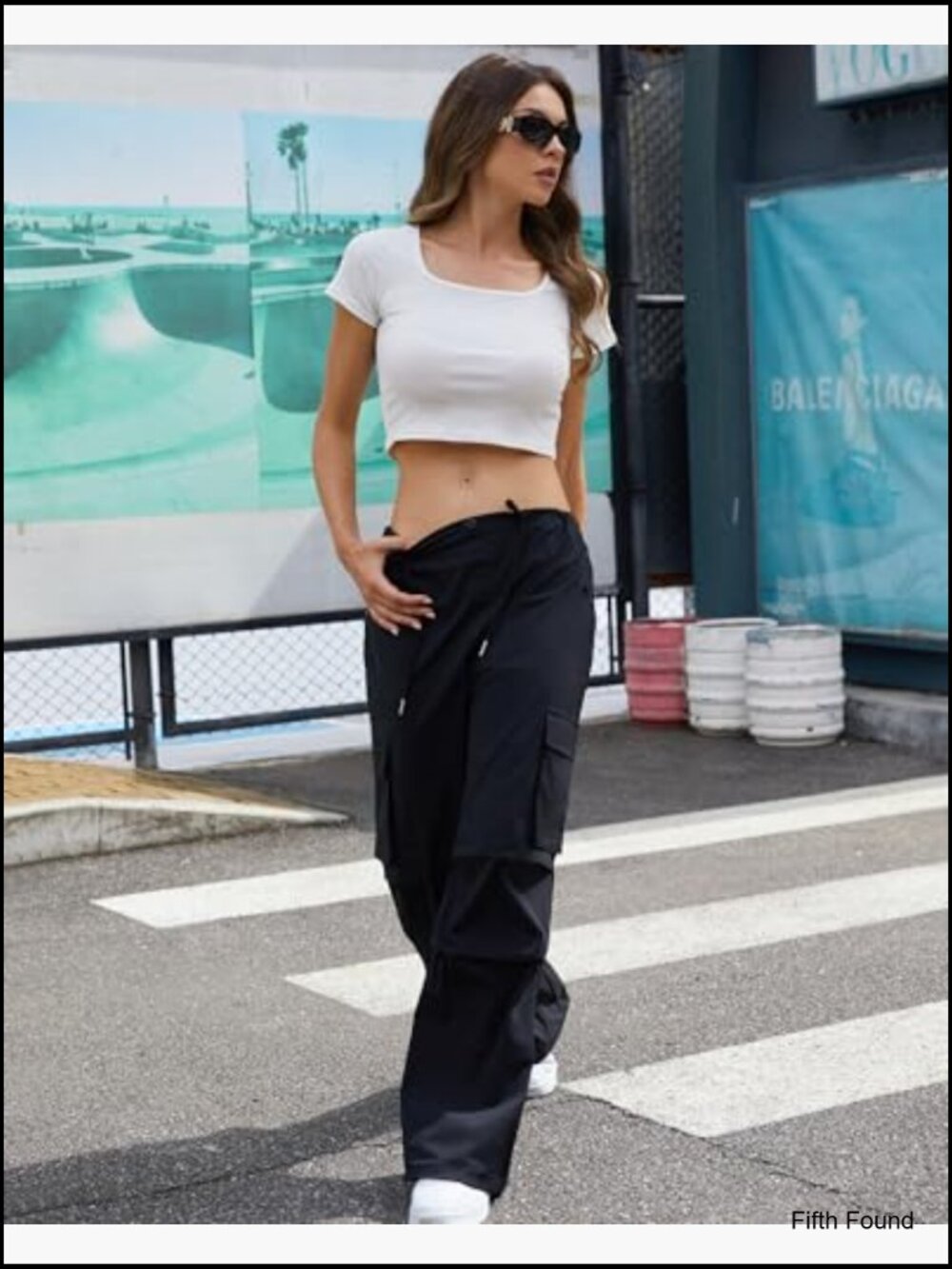 Cargo Pants Low Waisted Parachute Pants with Pockets Loose Baggy Hiking Pants - Picture 3 of 5